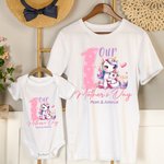 Personalisierte erste Muttertag Dinosaurier Fantasie Einhorn Tier 100% Baumwolle T-shirt Baby Bodysuit mit Namen und Jahr Muttertag Geschenk für Mama Baby