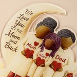 Personalized Cartoon Character Family Moon Heart Acrylic LED Night Light with Name and Wooden Base Room Decor Birthday Gift for Family Mom Dad