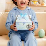 Personalised Cute Happy Easter Bunny Bow Gift Box with Handle and Name Easter Party Gift for Kids