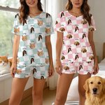 Conjunto de pijama personalizado de poliéster con 1 a 4 fotos de caras y nombre regalo de cumpleaños para mujeres y amantes de mascotas