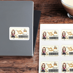 Personalized Barcode Label Cartoon Reading Character Waterproof Stickers with Name Read Club Birthday Gift for Women Bookworms Book Lovers