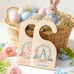 Personalized Cute Bunny Wreath 7 Pcs Wooden Closet Dividers with Name Baby Shower Nursery Easter Gift for New Parents Newborns