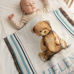 Couverture personnalisée en forme d'ourson avec nom Décoration de la chambre d'enfant Cadeau d'anniversaire pour les enfants Famille