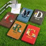 Personalized Cartoon Character Golf Cart PU Leather Golf Scorecard Holder with Name and Pencil Loop Golf Accessories Birthday Gift for Golf Lover
