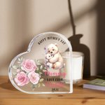 Gepersonaliseerde Gelukkige 1e Moederdag Schattige Dierenhart-vorm Acrylplaat met Naam Bureaudecoratie Moederdag Verjaardagscadeau voor Moeder