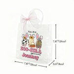 Personalized Cute Easter Eggs Clear Gift Bag with Name and Pink Bow Ribbon Easter Party Favors Gift for Kids