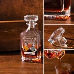Personalized Cartoon Character Face Photo Whiskey Decanter with Name Bar Accessory Father's Day Gift for Man