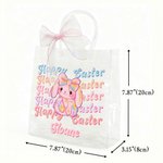 Personalized Happy Easter Y2K Bunny Transparent Gift Bag with Name and Pink Bow Ribbon Easter Egg Hunting Easter Party Favors Gift for Kids