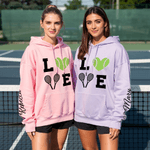 Personalised Multicolour Love Tennis Design Sweatshirt Hoodie with Name Game Day Birthday Gift for Tennis Players Lovers