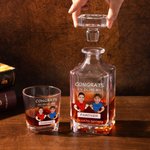 Personalized Cartoon Character Face Photo Whiskey Decanter with Name Bar Accessory Father's Day Gift for Man