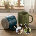 Personalised Line Art Photo Portrait 12 oz Ceramic Coffee Mug with Handle and Name Home Office Drinkware Pet Memorial Gift for Pet Lover