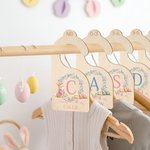 Personalized Cute Bunny Wreath 7 Pcs Wooden Closet Dividers with Name Baby Shower Nursery Easter Gift for New Parents Newborns