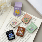 Personalised Birth Flower Bouquet Multicolour Magnetic PU Leather Bookmark Clip with Name Birthday Gift for Book Lovers