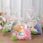 Personalized He Is Risen Bible Verse Cross Sheep Clear Gift Bag with Name Church Religious Easter Gift for Kids Christians