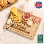 Personalized BBQ Grill Fork FSC Bamboo Cutting Board with Engraved Texts and Juice Groove Made in USA Father's Day Birthday Gift for Dad Grill Master