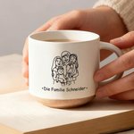 Personalisierte 355 ml Keramiktasse mit Familienfoto im Line-Art und Text für Alltag zum Kaffeetrinken Geburtstag Geschenk für Familie Freunde