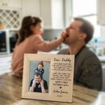 Personalised Baby and Daddy Leather Photo Frame with Name and Text Birthday First Father’s Day Gift for Him