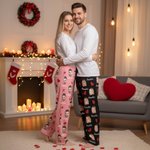 Personalisierte lustige Pyjamahose mit eigenem Fotogesicht Namen und Kuss- oder Herz-Motiv Schlafanzughose Geburtstag Valentinstag Geschenk für Paare