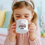 Personalized Easter Bunny Ears Tractor 12 oz Enamel Mug with Initial and Name Daily Use Easter Gift for Kids