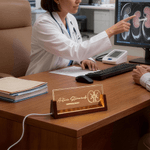 Personalized Stethoscope Surgeon Design Acrylic LED Night Light with Wooden Base Office Decor Appreciation Gift for Doctor Medical Staff