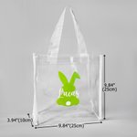 Personalised Cute Bunny Silhouette Bow Reusable Transparent Tote Bag with Handle and Name Egg Hunting Party Easter Gift for Toddlers Kids