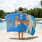 Personlig tecknad surfingdjur snabbtorkande strandhandduk med namn sommar semester poolparty födelsedagspresent för barn