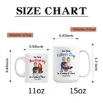 Personalized As a Family of Three Cartoon Characters 11 oz 15 oz White Ceramic Coffee Mug with Name and Date Our First Father's Day Gift for Dad