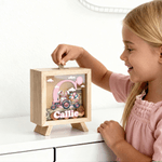 Personalized Bunny Ear Tractor Wooden Money Box Piggy Bank with Name and Initial Easter Party Gift for Boys Girls