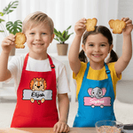 Personalizzato Cute Animal Regolabile Bambino Grembiule Chef Set con tasca e nome per la cucina Regalo di compleanno per ragazzi ragazze