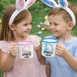 Personalized Easter Bunny Ears Tractor 12 oz Enamel Mug with Initial and Name Daily Use Easter Gift for Kids