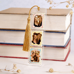 Personalized Postage Stamp Design 3 Photos Acrylic Bookmark with Tassel Reading Supplies Birthday Gift for Friends Family