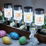 Lampe solaire de jardin imperméable avec nom et initiales Cadeau de fête de Pâques pour la famille et les enfants
