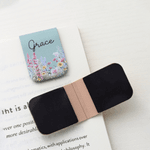 Personalised Floral PU Leather Magnetic Bookmark Clip with Name Birthday Gift for Book Lovers