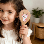 Personalized Cute Forest Animal Name Wooden Baby Hair Brush Comb Set with Drawstring Bag and Gift Box Baptism Birthday Gift for Babies Kids