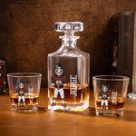 Personalized Football Cartoon Character Whiskey Decanter with Name and Number Birthday Game Day Gift for Football Lovers