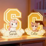 Personalised Cute Animal Initial Cloud LED Night Light with Name Nursery Decor Birthday Baby Shower Gift for Babies Toddlers