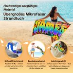 Personalisiertes Strandtuch im Graffiti Splatter Design mit Namen schnelltrocknendes Badetuch Sommer Urlaub Geschenk für Kinder Teens Graffiti-Fans