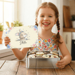 Personalizzato carino floreale corona coniglietto biscotto scatola di latta con nome stoccaggio accessori festa di Pasqua regalo per ragazzi ragazze