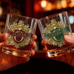 Personalized Retro Classic Badge Initial Name 10 oz Rock Whiskey Glass Old Fashioned Birthday Gift for Man Bartender Whiskey Enthusiast