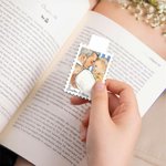 Personalized Watercolor Style Striped Stamp Design Photo Magnetic Bookmark Clip with Name Reading Tool Club Birthday Gift for Book Lovers