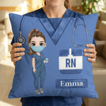 Personalized Cartoon Medical Character Throw Pillow Cover with Name and Occupation Home Decor Appreciation Gift for Nurse Doctor