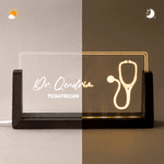 Personalized Stethoscope Surgeon Design Acrylic LED Night Light with Wooden Base Office Decor Appreciation Gift for Doctor Medical Staff