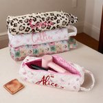 Borsa personalizzata di grande capacità per la conservazione degli strumenti per capelli con nome e maniglia ricamati Regalo di compleanno essenziale per le donne parrucchiere