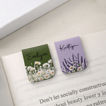 Personalised Floral PU Leather Magnetic Bookmark Clip with Name Birthday Gift for Book Lovers