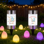 Lampe solaire de jardin imperméable avec nom et initiales Cadeau de fête de Pâques pour la famille et les enfants