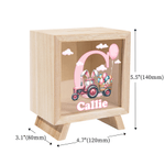 Personalized Bunny Ear Tractor Wooden Money Box Piggy Bank with Name and Initial Easter Party Gift for Boys Girls