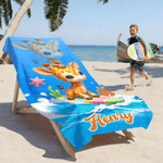 Personlig tecknad surfingdjur snabbtorkande strandhandduk med namn sommar semester poolparty födelsedagspresent för barn