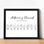 Cuadro personalizadao en papel con línea de tiempo de vuestra historia hasta ahora título y fecha regalo de boda y aniversario para parejas