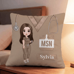 Personalized Cartoon Medical Character Throw Pillow Cover with Name and Occupation Home Decor Appreciation Gift for Nurse Doctor