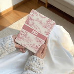 Personalized Vintage Toile De Jouy Style Reading Woman Portable Kindle Case with Name and Hand Strap Daily Use Birthday Gift for Bookworms